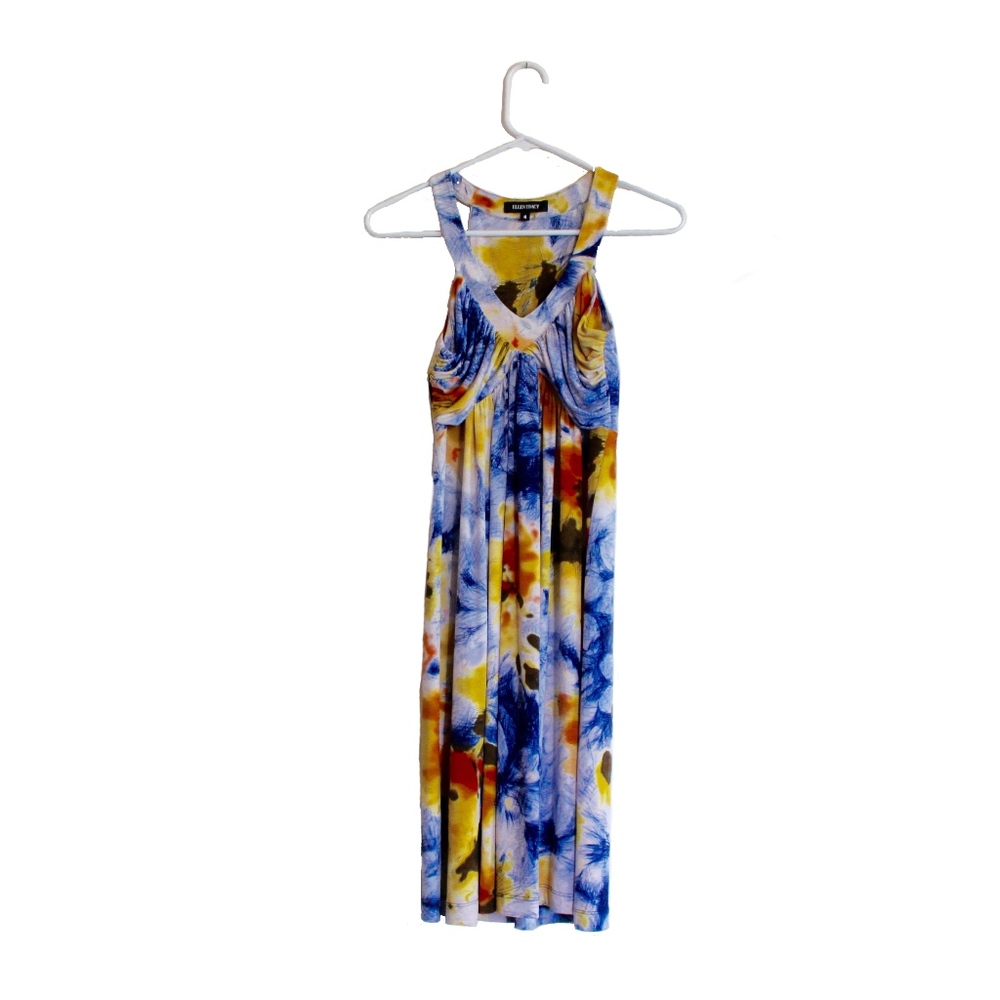 ELLEN TRACY V-NECK FLORAL SLEEVELESS DRESS SZ 4